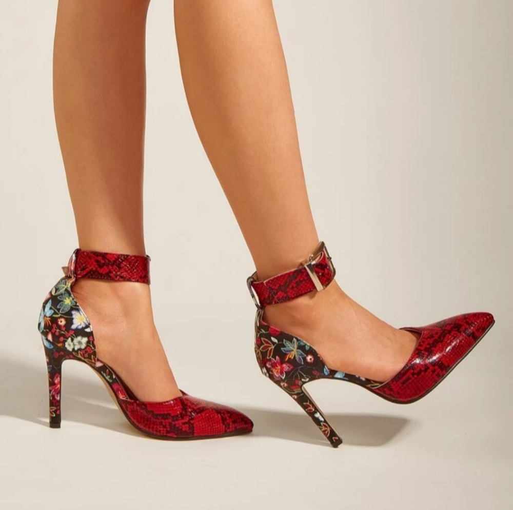 NIB Snake Print and Floral Pumps